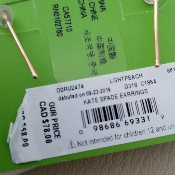 Kate Spade Rose Gold light peach earrings - Picture 3 of 5